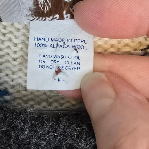 Artesanias Pachamama 100% Alpaca Peruvian Handknit Cardigan Sweater Large - Picture 4 of 8